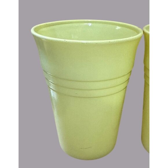4 Vtg Hazel Atlas Moderntone Platonite Yellow 9oz Tumblers Cups 1940s - Picture 2 of 5